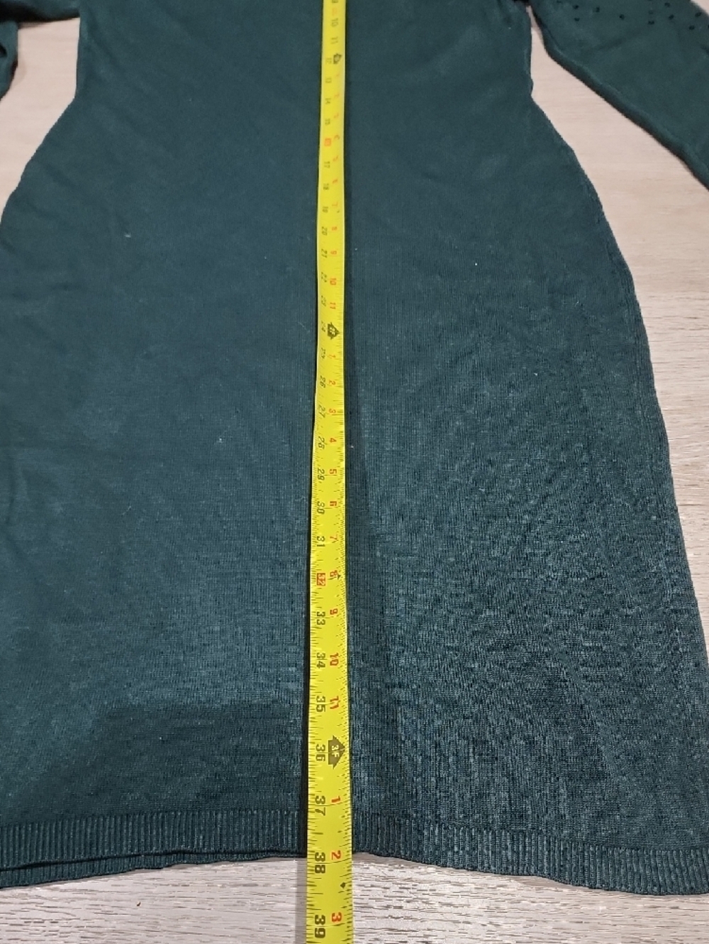 Nina Leonard Dark Green Sequin-Yoke Long Sleeve Knit Dress Small - Picture 5 of 5